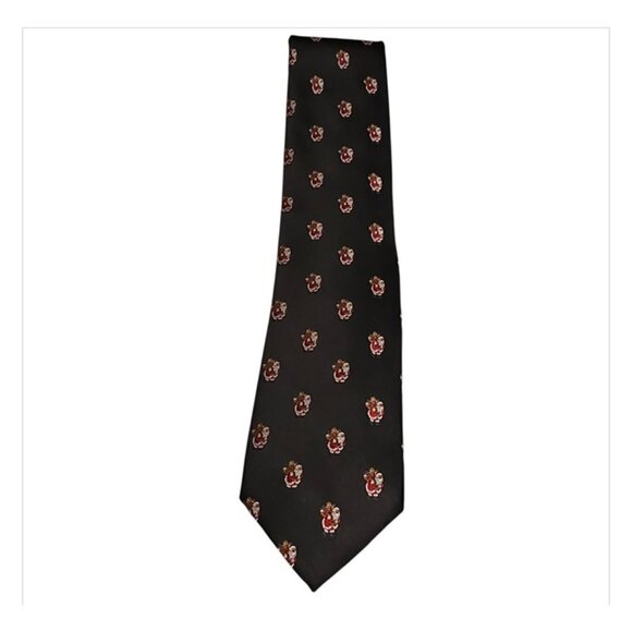 Black Christmas Necktie with Santa Claus Design Holiday Tie for Men - Picture 4 of 4